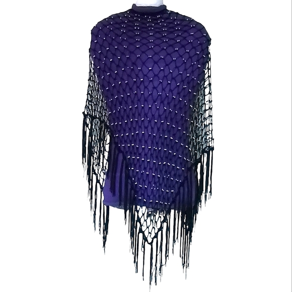 BEADED LACE SHAWL WOMENS small/ medium - Picture 3 of 3